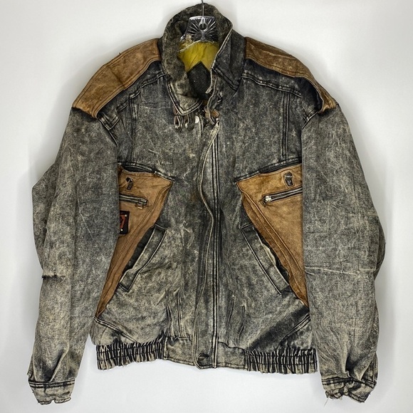 Vintage Colter Blues Black Acid Wash Denim Hip Hop Jacket Size Large - Picture 1 of 11